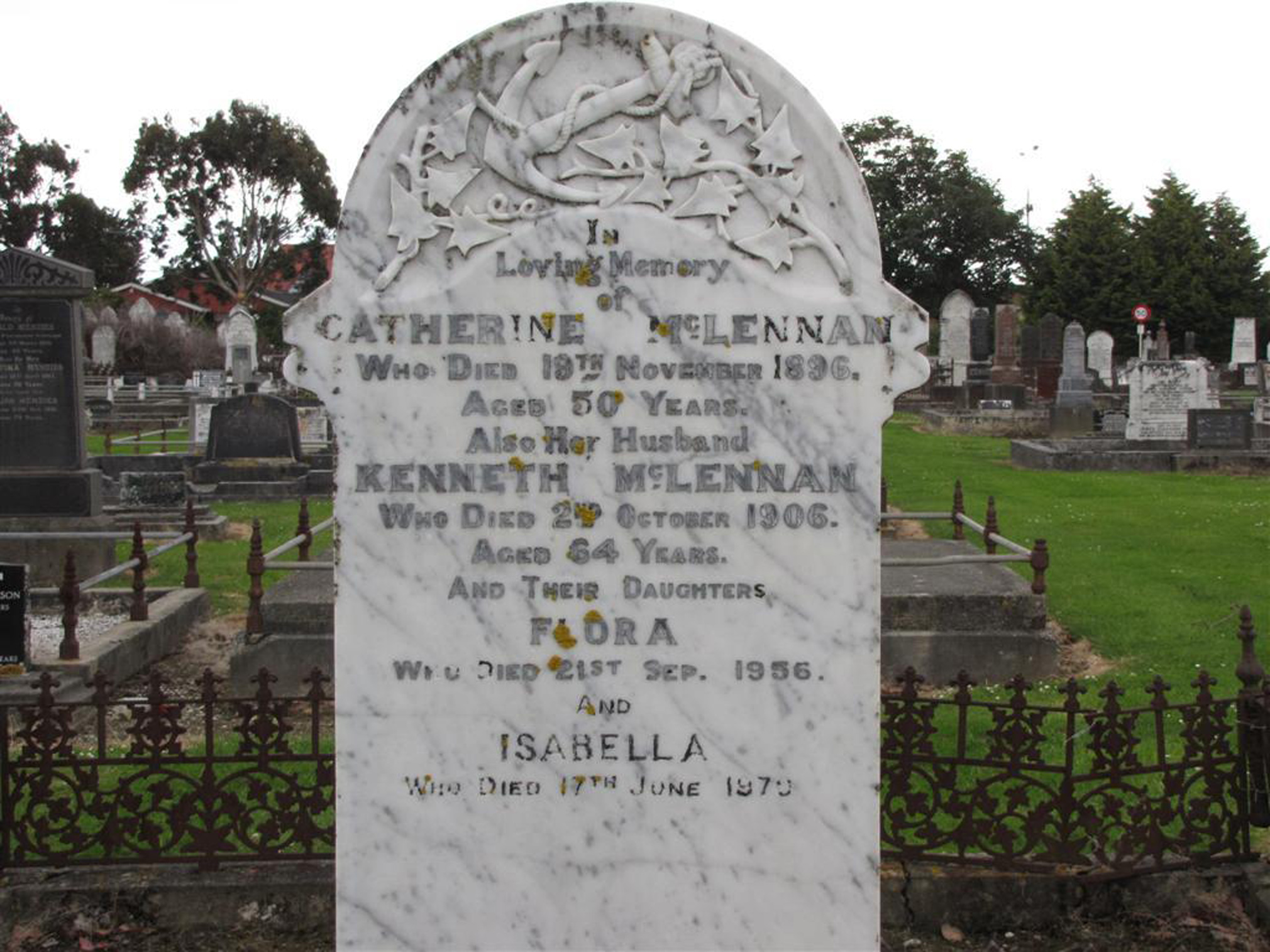 Photo of headstones/Kenneth McLennan d1906 hdstn Invercargill Eastern